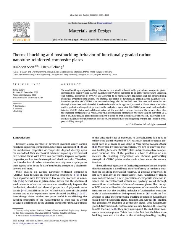 (PDF) Thermal buckling and postbuckling behavior of functionally graded ...