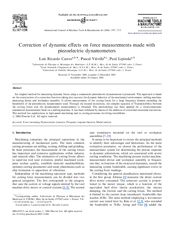 (PDF) Correction of dynamic effects on force measurements made with ...