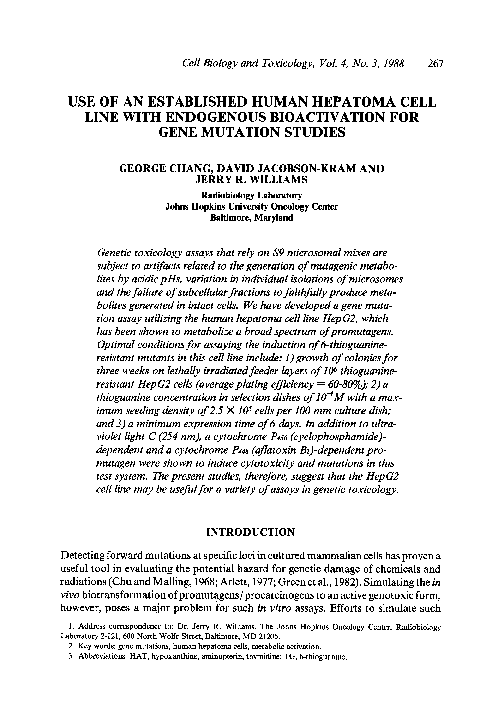 (PDF) Use of an established human hepatoma cell line with endogenous ...