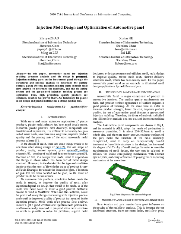 (PDF) Injection Mold Design and Optimization of Automotive Panel