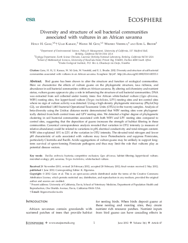 (PDF) Diversity and structure of soil bacterial communities associated ...