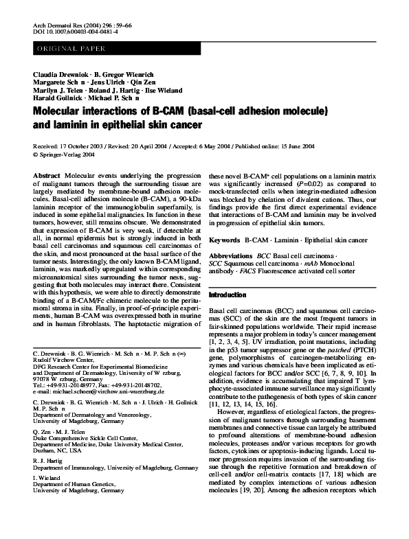 (PDF) Molecular interactions of B-CAM (basal-cell adhesion molecule ...