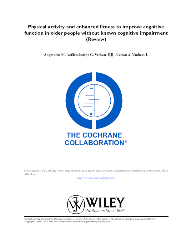(PDF) Physical activity and enhanced fitness to improve cognitive ...