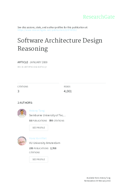 (PDF) Software Architecture Design Reasoning