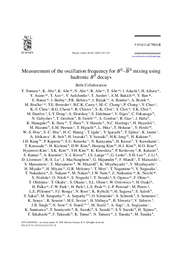 (PDF) Measurement of the oscillation frequency for B0– mixing using ...