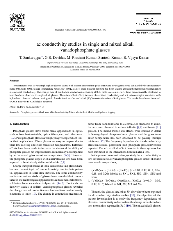 (PDF) ac conductivity studies in single and mixed alkali ...