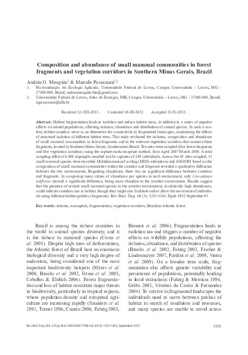 (PDF) Composition and abundance of small mammal communities in forest ...