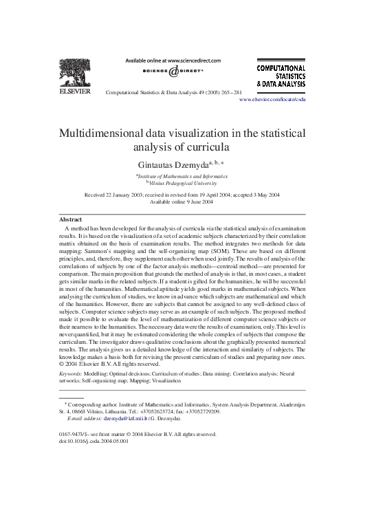 (PDF) Multidimensional data visualization in the statistical analysis ...