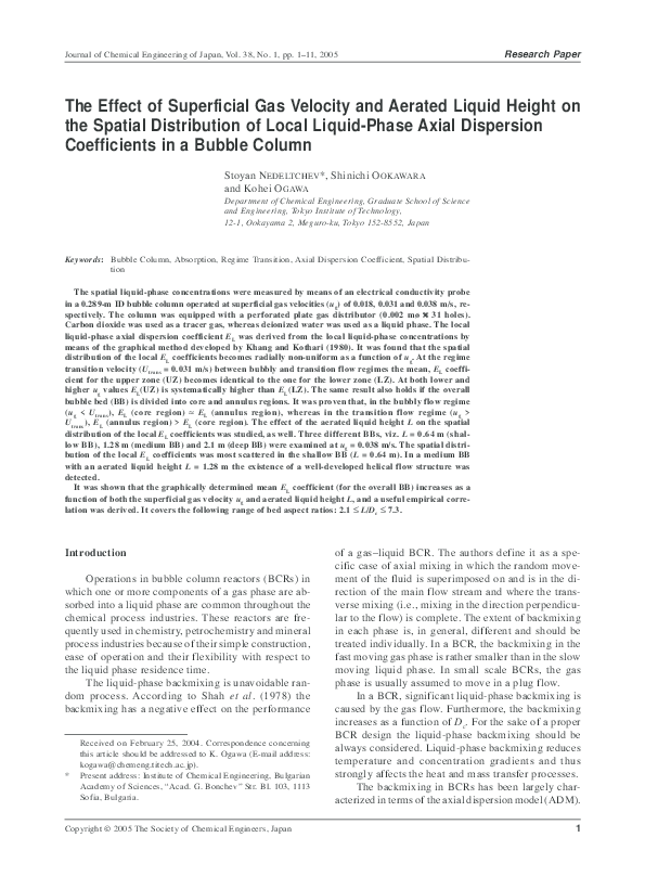 (PDF) The Effect of Superficial Gas Velocity and Aerated Liquid Height ...
