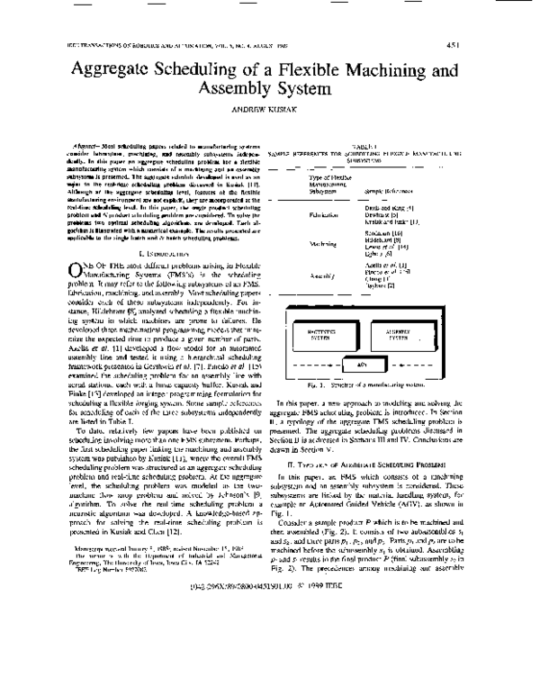 (PDF) Aggregate scheduling of a flexible machining and assembly system