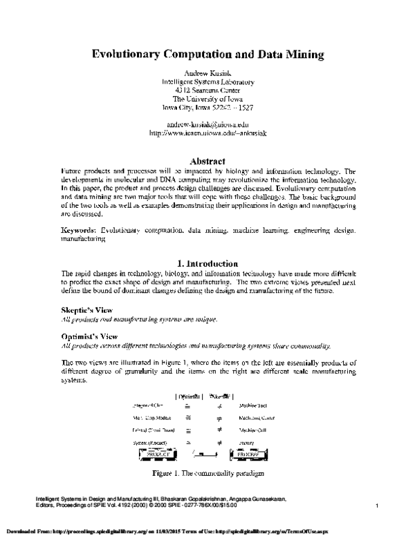 (PDF) Evolutionary computation and data mining