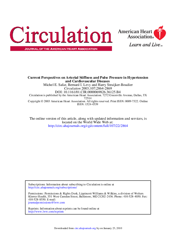 (PDF) Current Perspectives on Arterial Stiffness and Pulse Pressure in ...