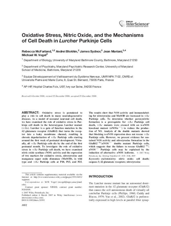 (PDF) Oxidative stress, nitric oxide, and the mechanisms of cell death ...