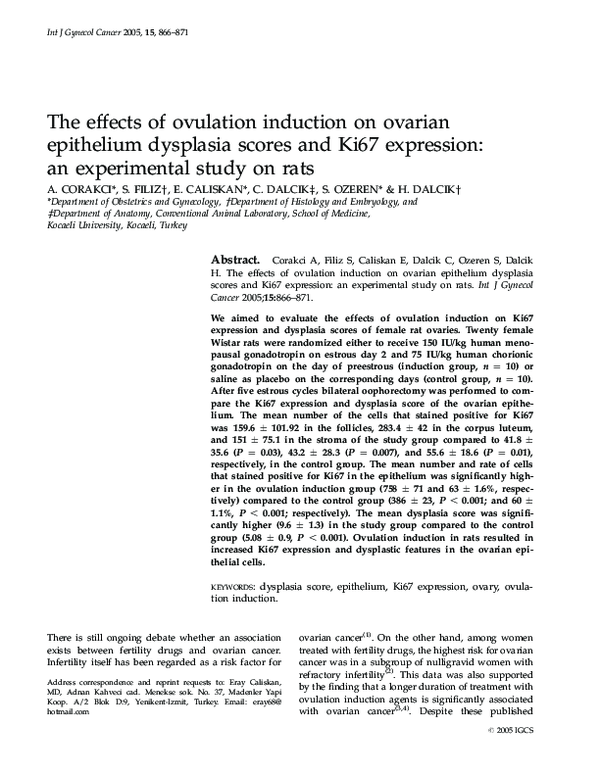 (PDF) The effects of ovulation induction on ovarian epithelium ...