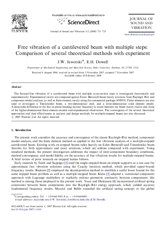 (PDF) Free vibration of a cantilevered beam with multiple steps ...