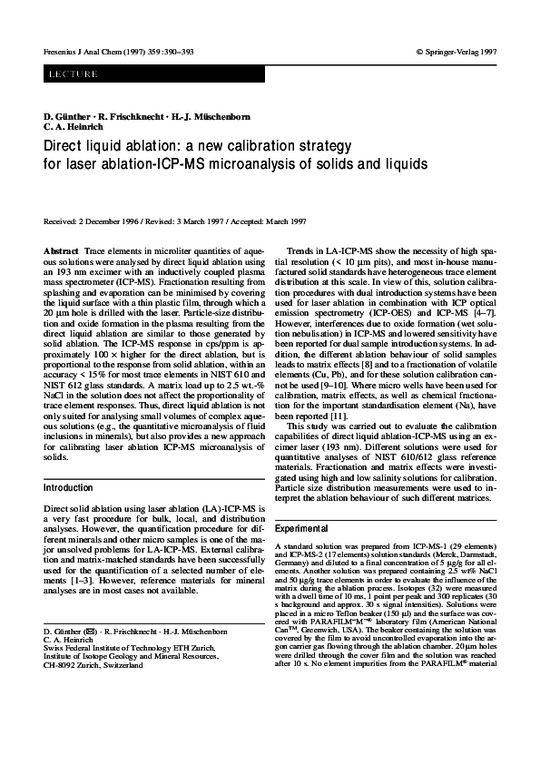 (PDF) Direct liquid ablation a new calibration strategy for laser
