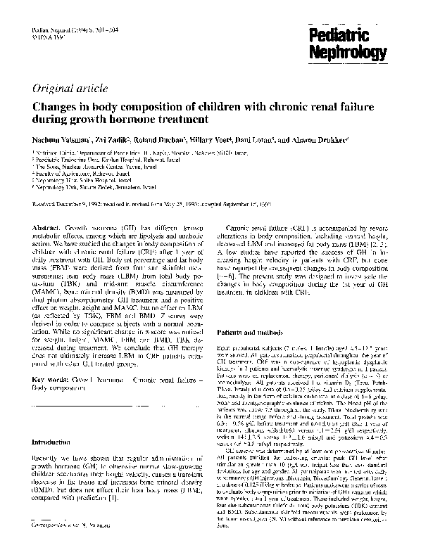 (PDF) Changes in body composition of children with chronic renal ...