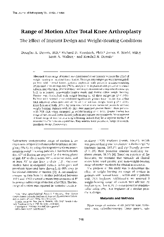 (PDF) Range of motion after total knee arthroplasty The effect of