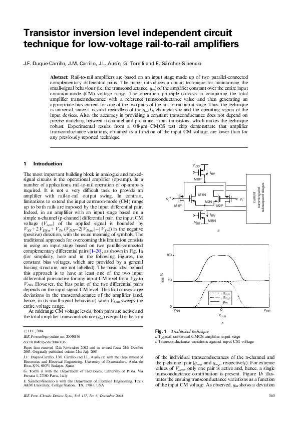 (PDF) Transistor inversion level independent circuit technique for low ...