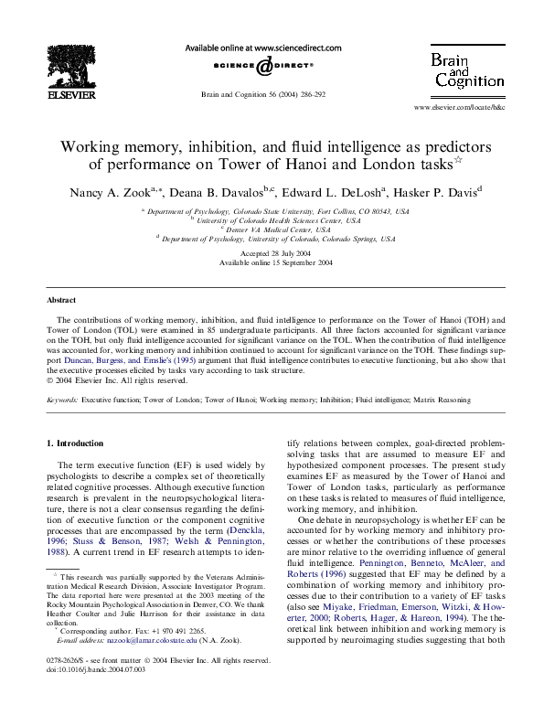 (PDF) Working memory, inhibition, and fluid intelligence as predictors ...