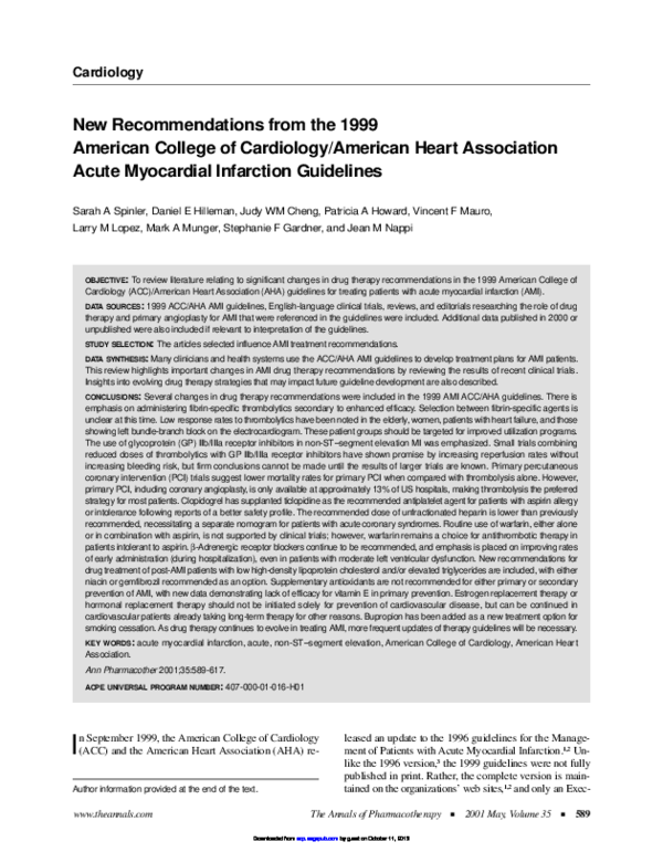 (PDF) New Recommendations from the 1999 American College of Cardiology ...