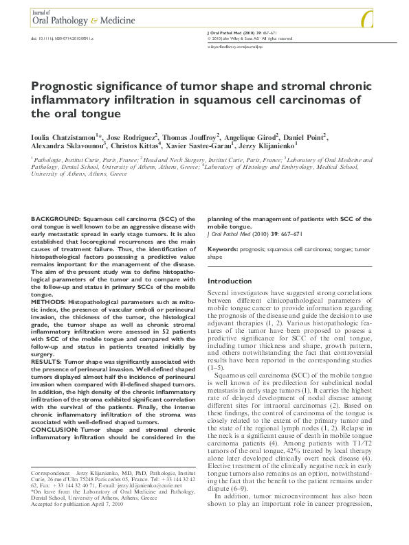 (PDF) Prognostic significance of tumor shape and stromal chronic ...