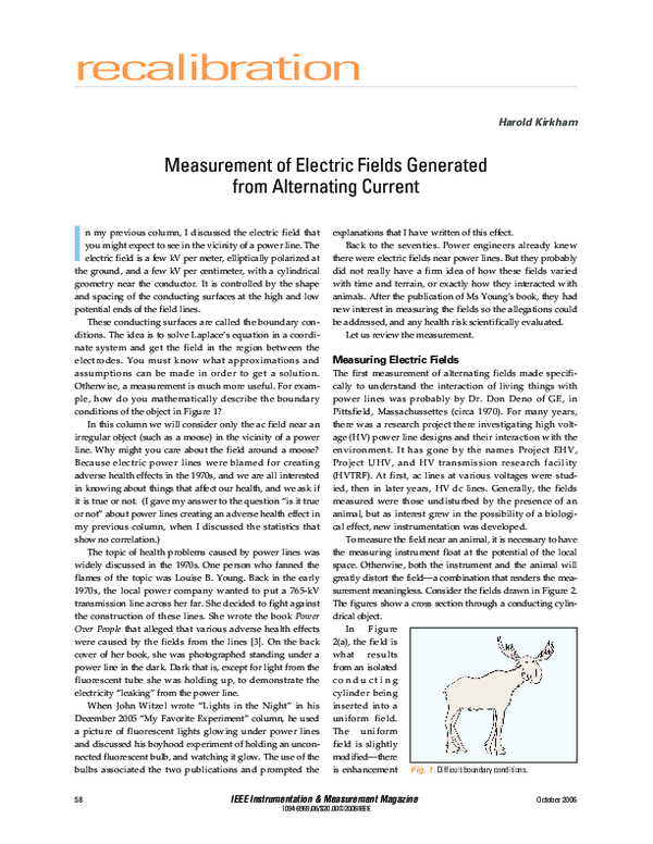 (PDF) Measurement of electric fields generated from alternating current
