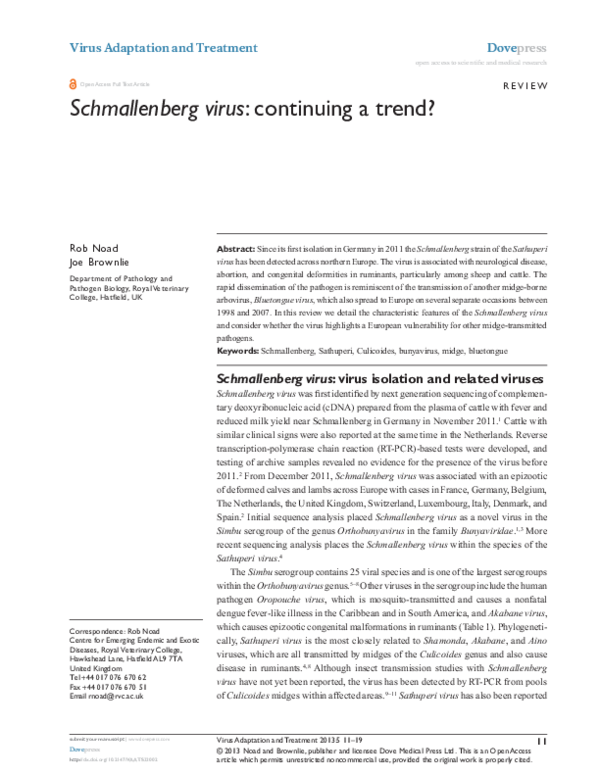 (PDF) Schmallenberg virus: continuing a trend?