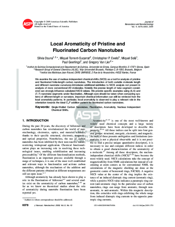 PDF) Local Aromaticity of Pristine and Fluorinated Carbon