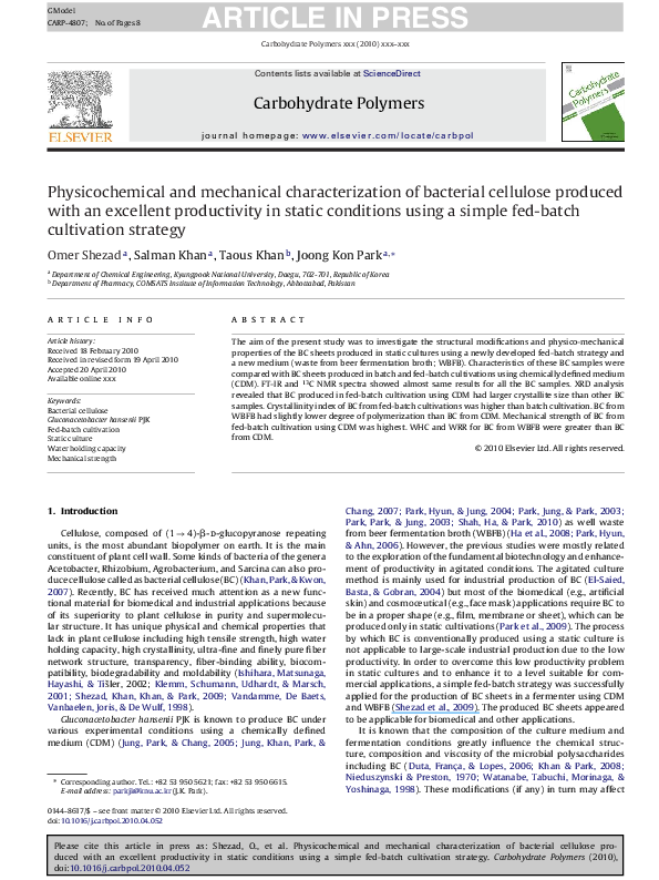 (PDF) Physicochemical and mechanical characterization of bacterial ...