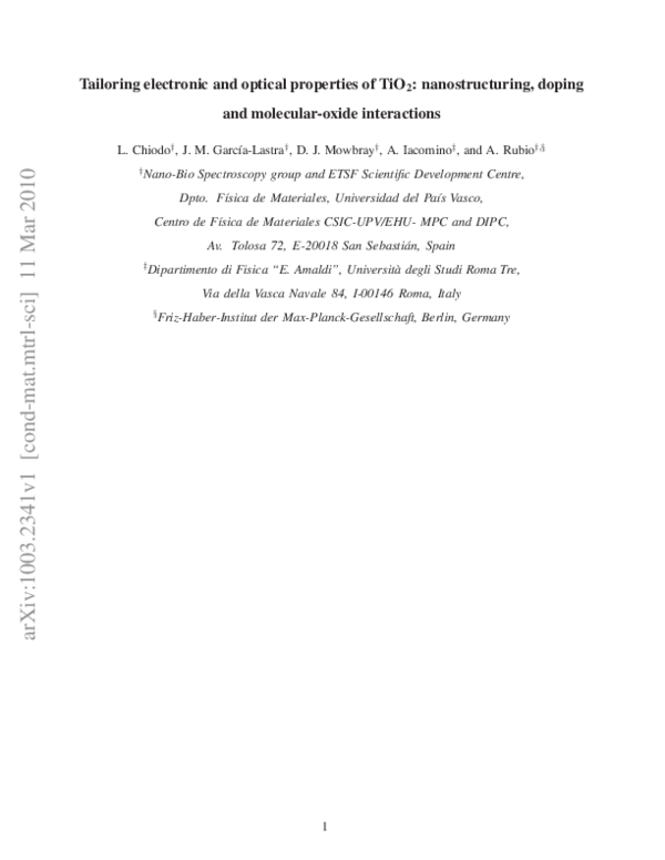 (PDF) Tailoring Electronic and Optical Properties of TiO 2 ...