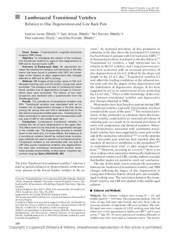 (PDF) Lumbosacral Transitional Vertebra