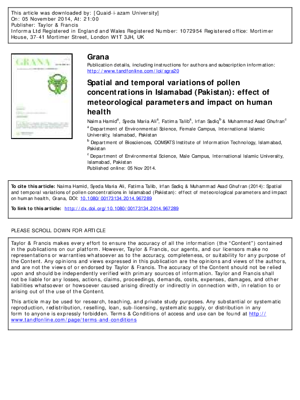 (PDF) Spatial and temporal variations of pollen concentrations in ...