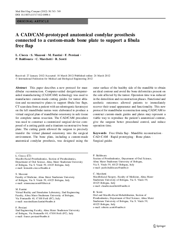 (PDF) A CAD/CAM-prototyped anatomical condylar prosthesis connected to ...