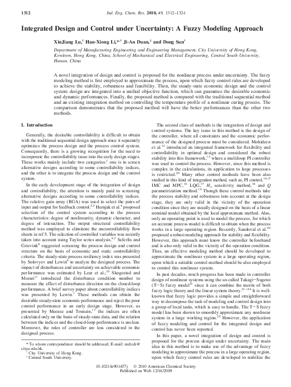 (PDF) Integrated design and control under uncertainty: Embedded control ...