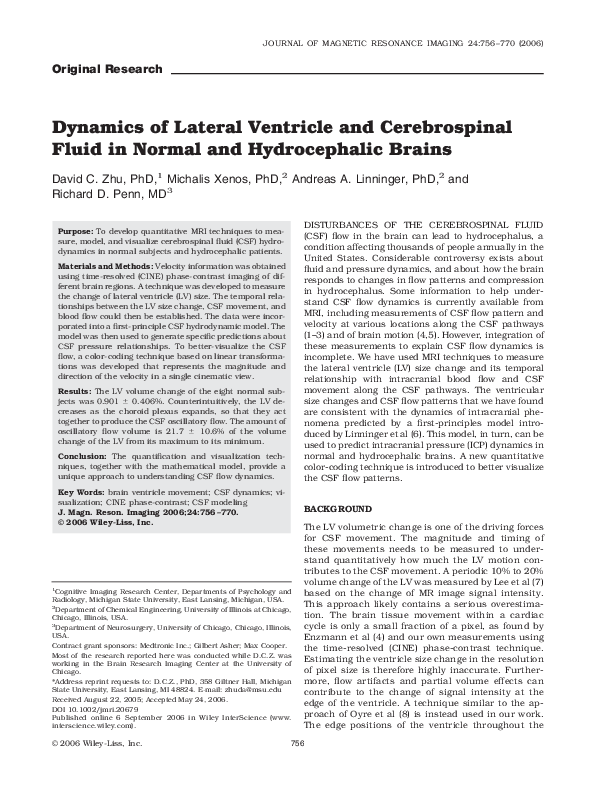 (PDF) Dynamics of lateral ventricle and cerebrospinal fluid in normal ...