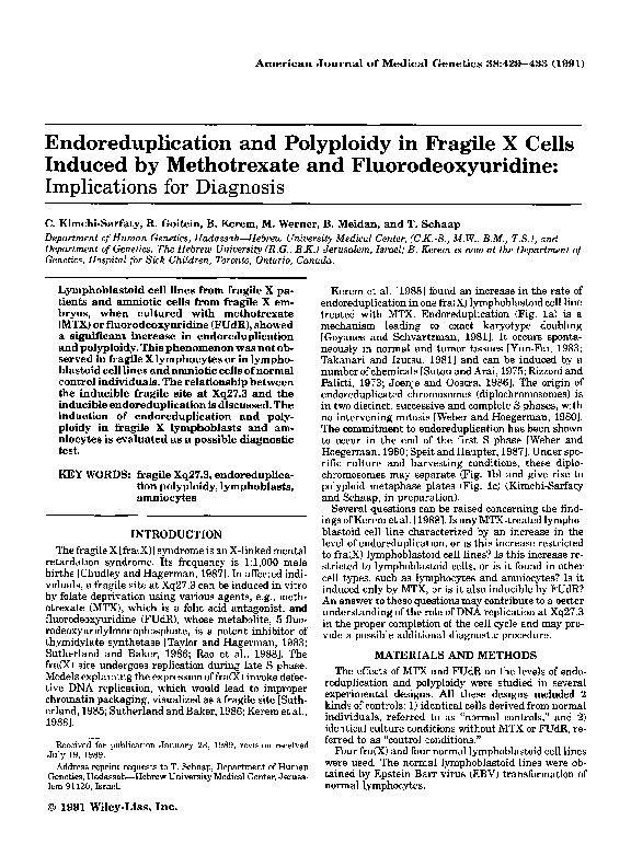 (PDF) Endoreduplication and polyploidy in fragile X cells induced by ...