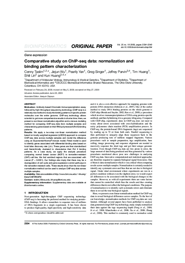 (PDF) Comparative study on ChIP-seq data: normalization and binding ...