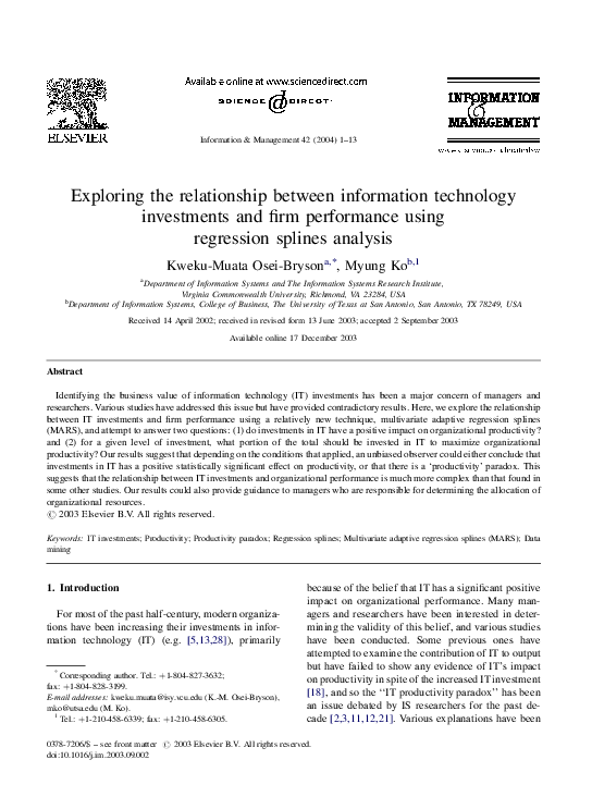 (PDF) Exploring the relationship between information technology ...