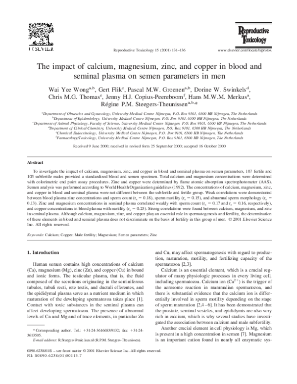(PDF) The impact of calcium, magnesium, zinc, and copper in blood and