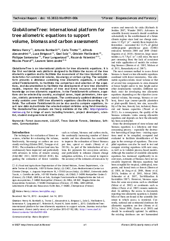 (PDF) GlobAllomeTree: international platform for tree allometric ...