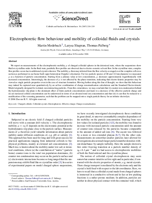 (PDF) Electrophoretic flow behaviour and mobility of colloidal fluids ...