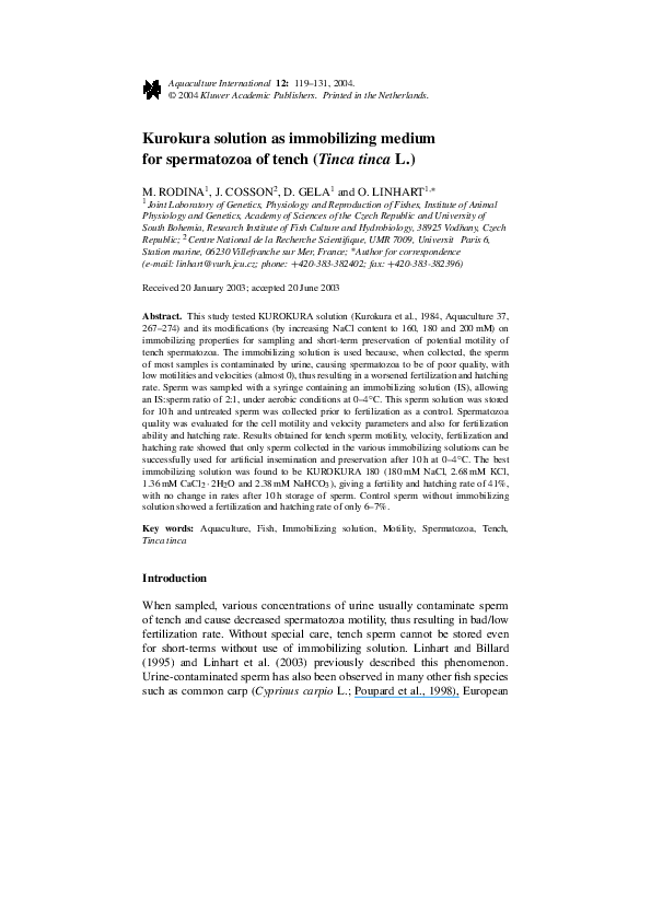 PDF) Kurokura Solution as Immobilizing Medium for