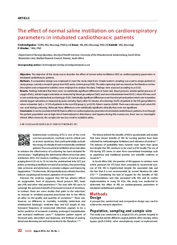 (PDF) The effect of normal saline instillation on cardiorespiratory ...