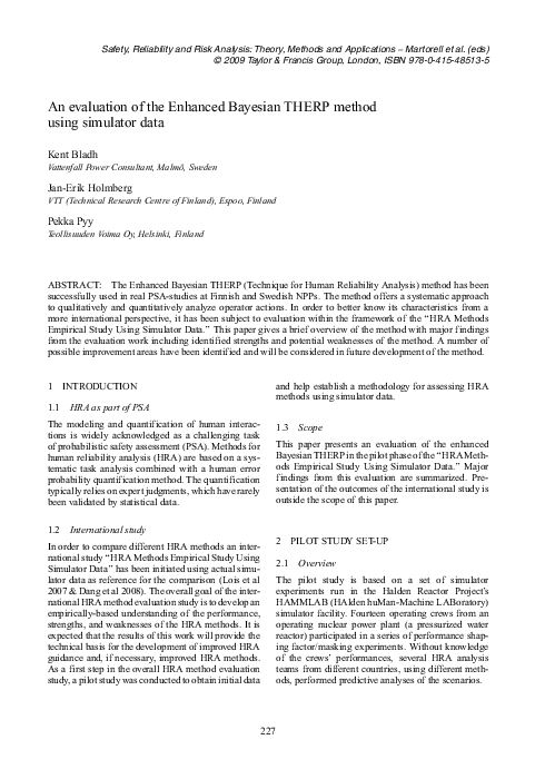 (PDF) An evaluation of the enhanced bayesian THERP method using ...