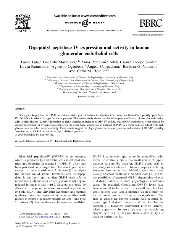 (PDF) Dipeptidyl peptidase-IV expression and activity in human ...