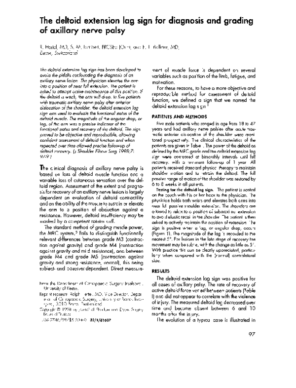 (PDF) The deltoid extension lag sign for diagnosis and grading of ...