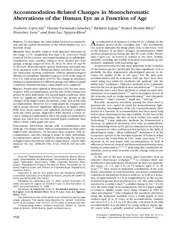(PDF) Accommodation-Related Changes in Monochromatic Aberrations of the ...