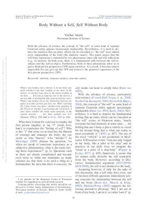 (PDF) Body Without a Self, Self Without Body