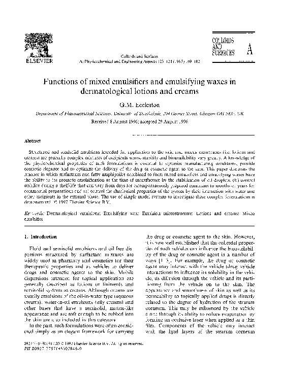 (PDF) Functions of mixed emulsifiers and emulsifying waxes in